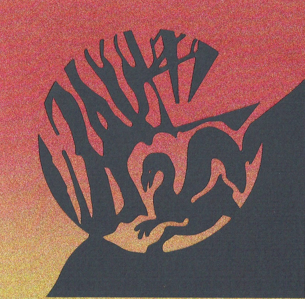 sunset dragon papercut by charlie kirkham