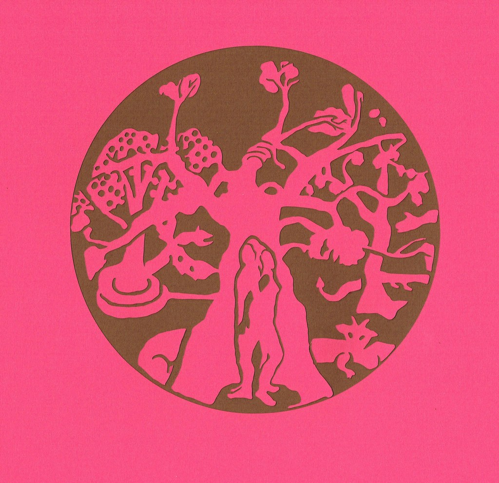 Charlie Kirkham the new creation two layer template papercut rose pink on brown