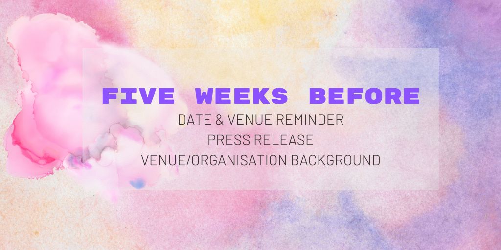 five weeks to launching art exhibition artist share dates and venue for marketing art show