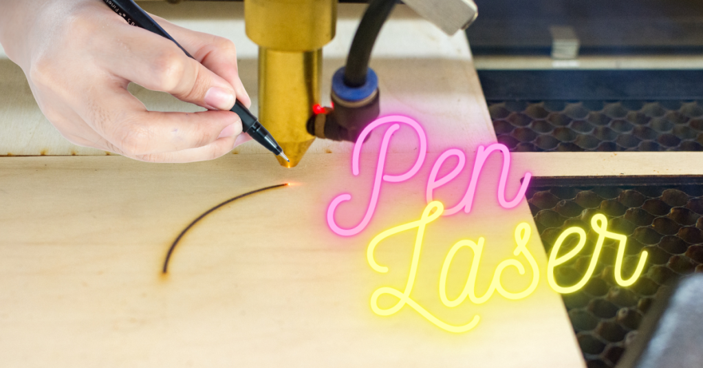 Pen v Laser? photo mock up of a hand drawing as a laser engraves laser cut wood drawings into laser engravings