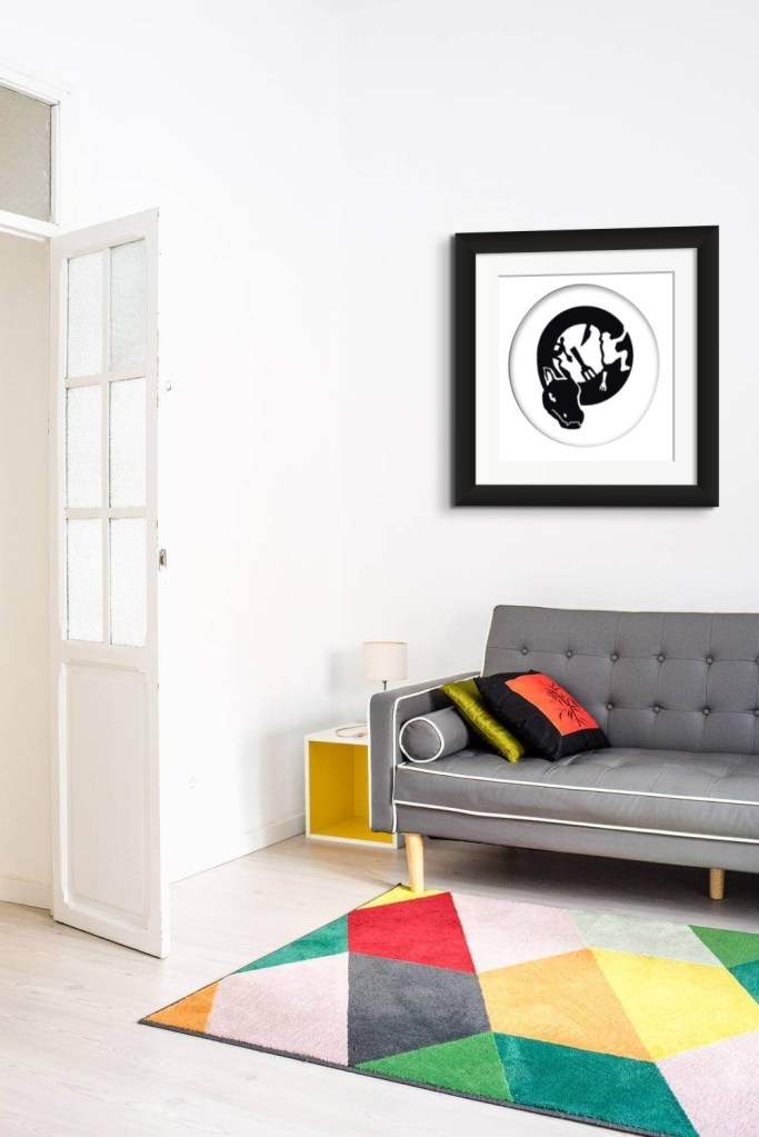 Charlie Kirkham laser cut acrylic inlay "Feasting on Salted Dragon", 18x17cm (unframed), 2023.