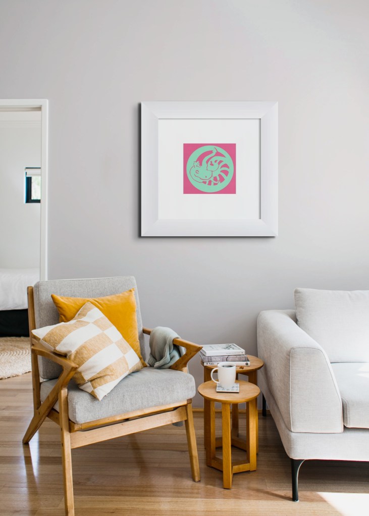 Charlie Kirkham papercut on two layers "Coiling Saint George", 30x30cm (unframed), 2022.