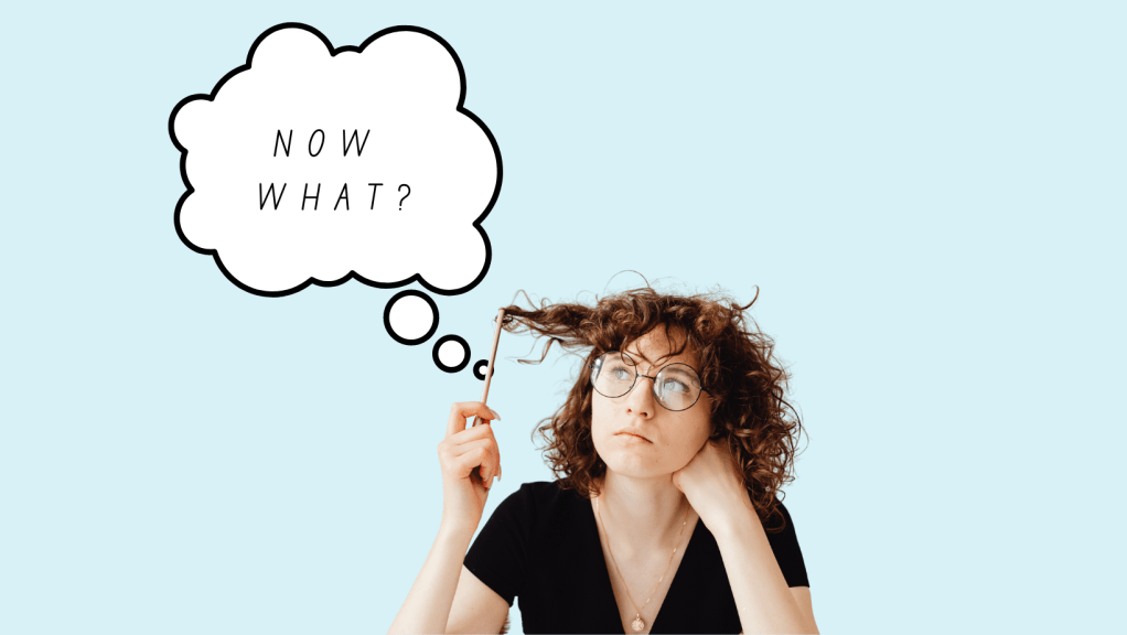 what now? woman thinking about what artworks to create next