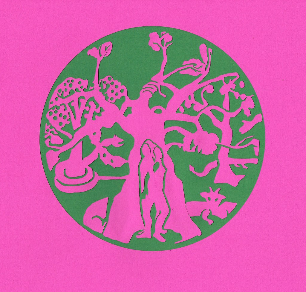 'The New Creation (Purple and Green)' two layer papercut by Charlie Kirkham