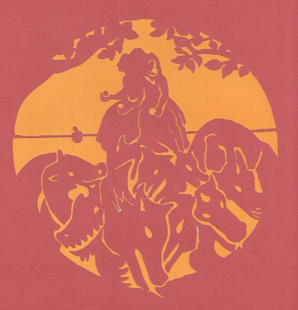 'In The Garden of the Hesperides' two layer papercut by Charlie Kirkham