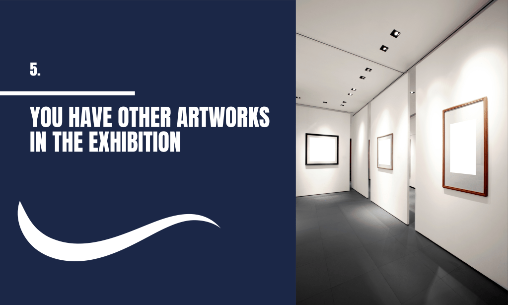 Other work selected for art exhibition image of blank artworks hanging on white walls
