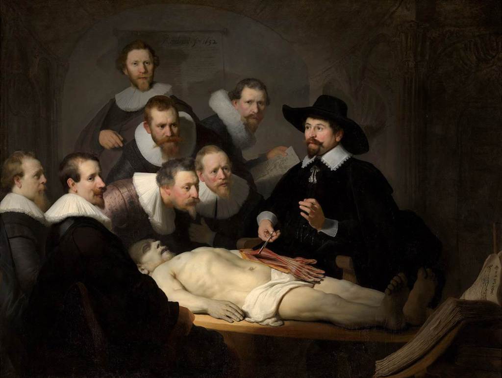 'The Anatomy Lesson of Dr Nicolaes Tulp', Rembrandt van Rijn, oil on canvas, 1632. Image available via Muritshuis Museum (see end for links) 