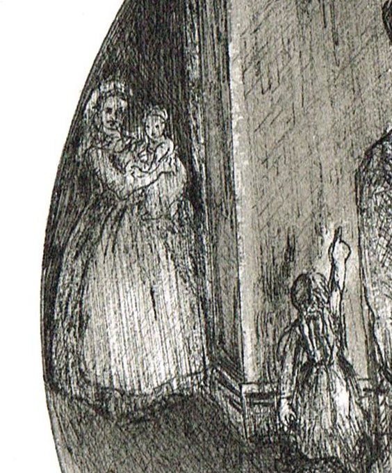 detail from my selected drawing 'The Villagers Decide', ink on paper, image size 16cm diameter, Charlie Kirkham, 2023
