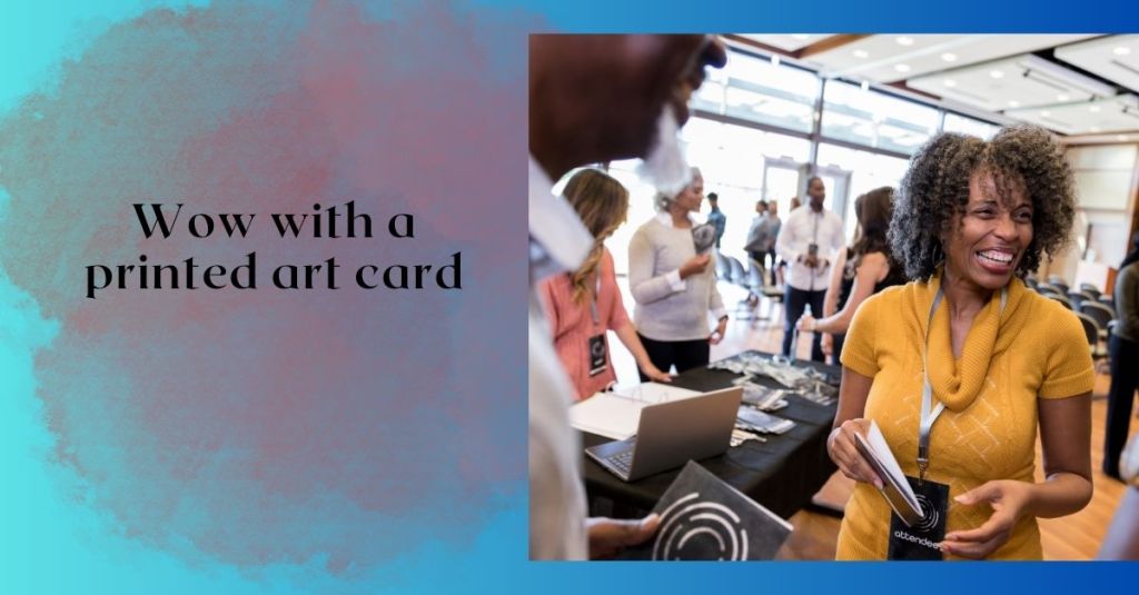 beautiful woman smiling while receiving card 
