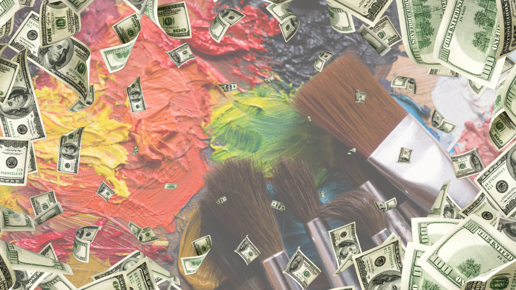 money and paint brushes over art: making an income as an artist
