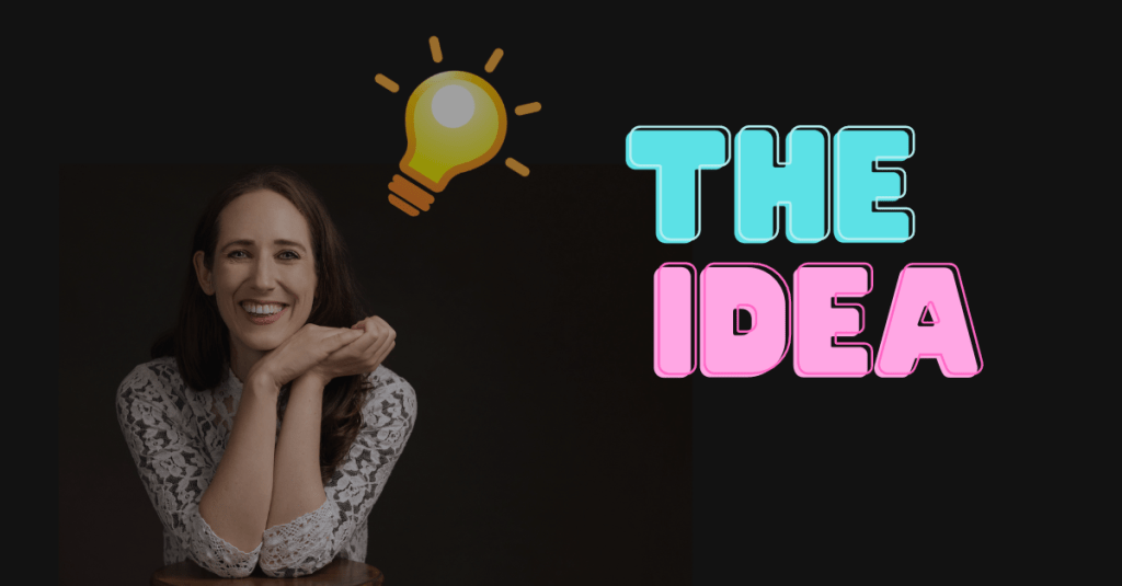 Artist Charlie KIrkham with a lightbulb over head and text saying The Idea