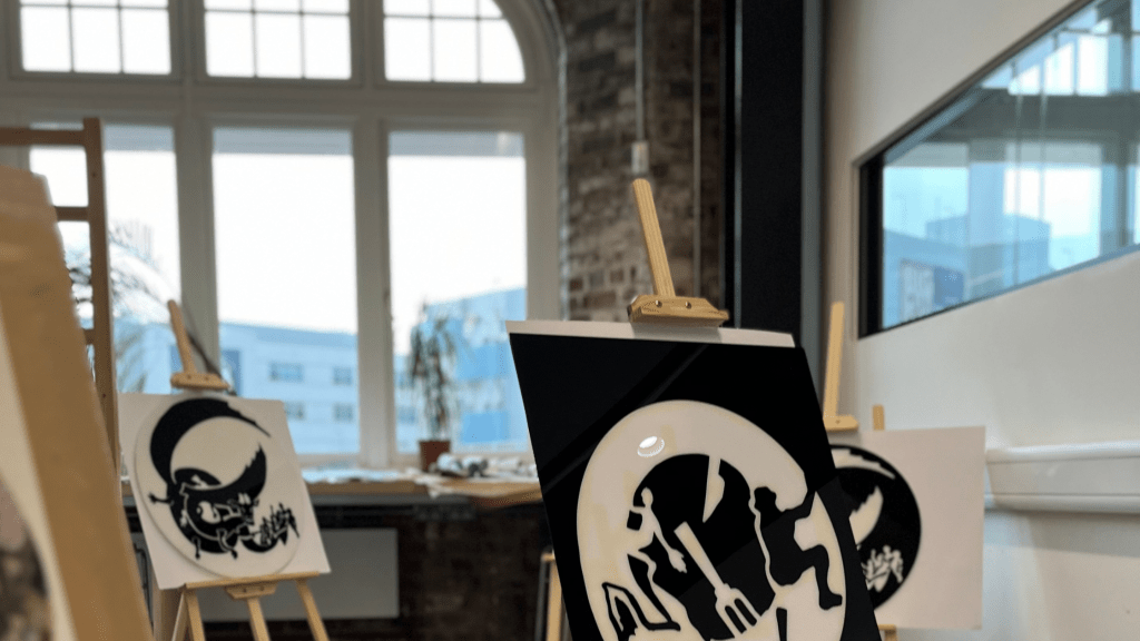 Charlie Kirkham artworks in the studio at STEAMhouse, Birmingham