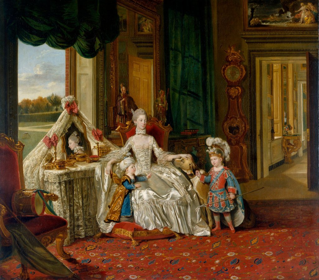 Zoffany portrait of Queen Charlotte with her two eldest sons from the Royal Collection Trust