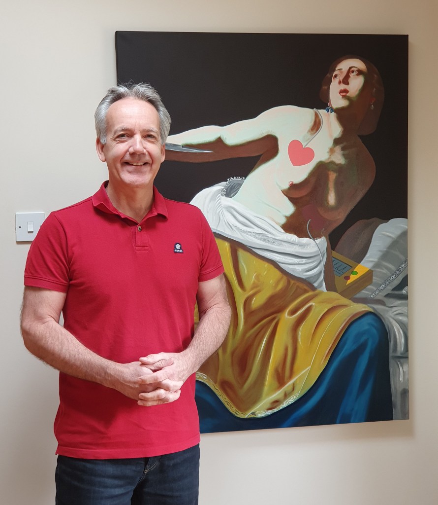 TheArtistRobert Robert Walker next to Lucretia painting