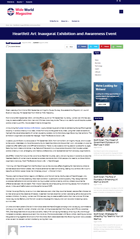 HeartFelt Article in Wide World Magazine