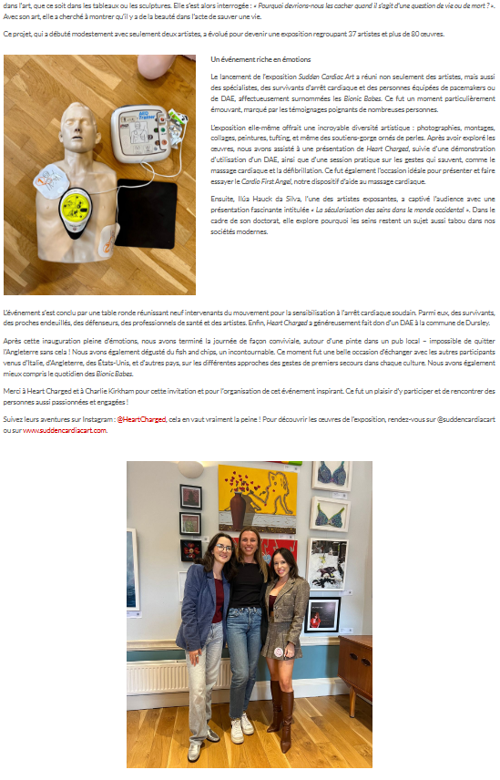 Cardio First Angel Article on Sudden Cardiac Art Exhibition 